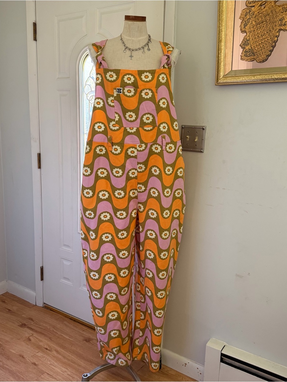 Psychedelic Lucy & Yak Easton Organic Twill Dungarees Overalls size 18L NWT